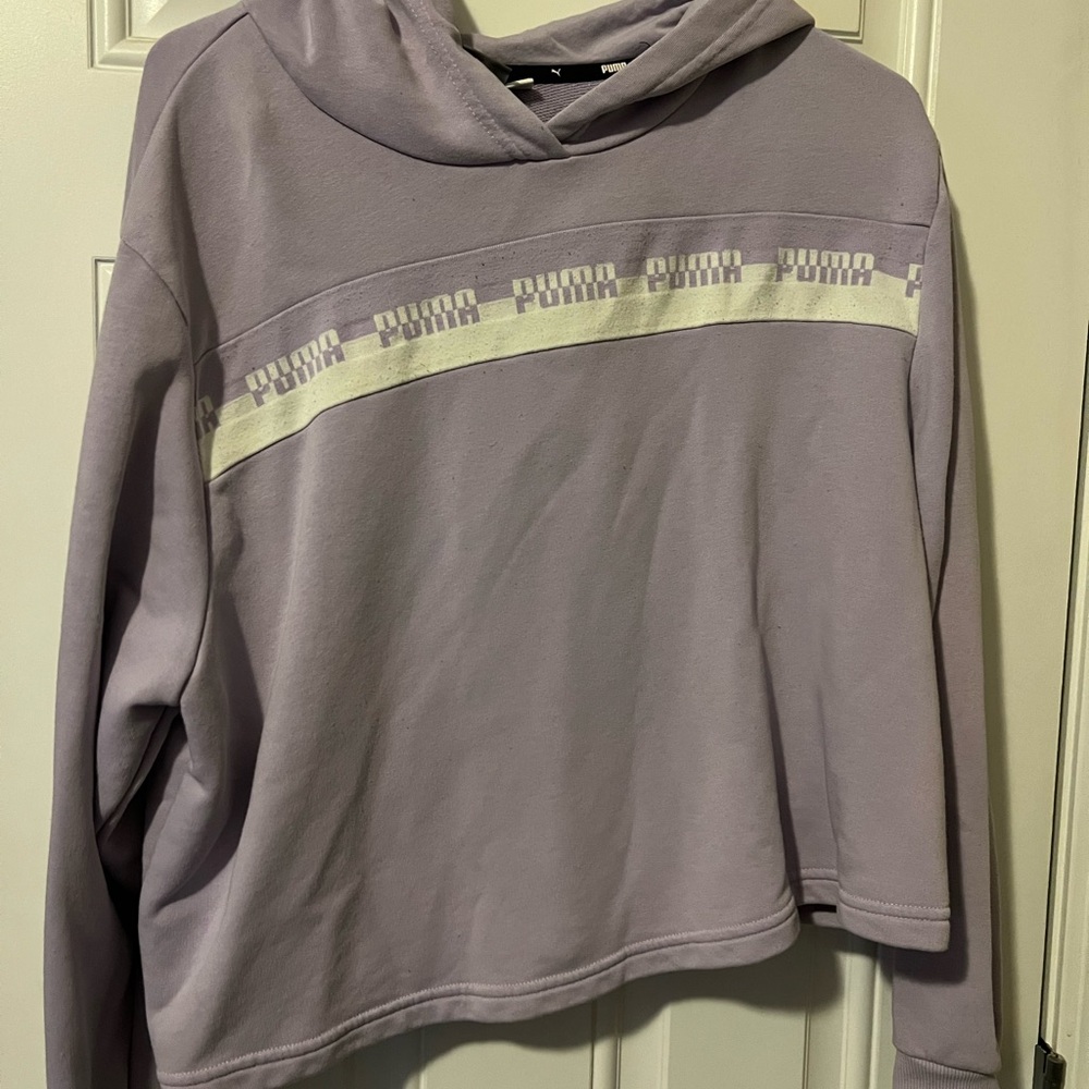 Puma Purple Hoodie with Textured Stripe